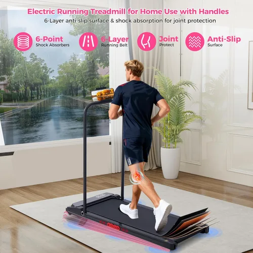 Vista 10 de Walking Pad with Incline and Handle Bar, 2026 Upgrade Electric Small Walking Pads Treadmills with Handles, Compact Treadmills for Home Small Spaces