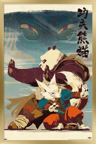 Vista 7 de Trends International Kung Fu Panda 4 - Póster de pared con postura, 22.4 pulgadas de largo x 14.7 pulgadas, versión enmarcada en madera de granero