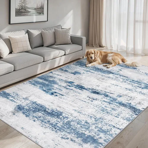 Vista 38 de Area Rugs - Alfombra para sala de estar, 4 x 6, lavable, moderna, abstracta, suave, neutra, antideslizante, grande para interiores, resistente a
