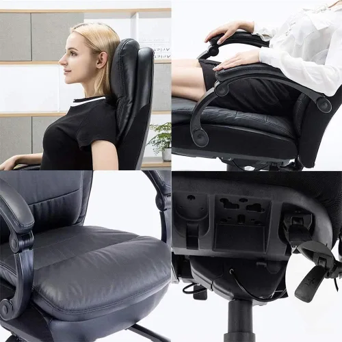 Vista 4 de Silla de oficina ejecutiva para el hogar, sillas de computadora con acolchado grueso para mayor comodidad y diseño ergonómico para soporte lumbar