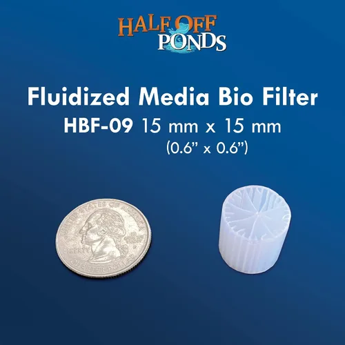 Vista 3 de HALF OFF PONDS Medios fluidizados MBBR 15mm x 15mm (0.6" x 0.6") Bio Filtro, 1 pie cúbico de medios de filtración biológica - HBF-09-1CF
