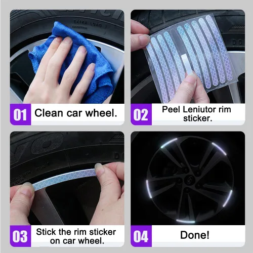 Vista 7 de 40 calcomanías reflectantes a rayas para llantas, calcomanías decorativas de seguridad para llantas de neumáticos para motocicleta, bicicleta, Azul