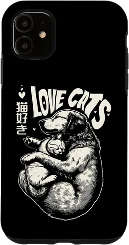 Vista 8 de Golden Retriever Dog Loves Cats Cuddle Art Case for iPhone 16