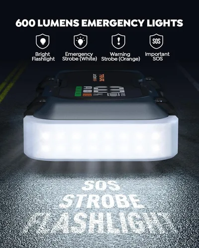 Vista 5 de TREKURE Arrancador de batería de auto 8-en-1 8000A pico 65W Carga rápida portátil arrancador de batería de auto portátil (todo gas/10L diésel) Caja