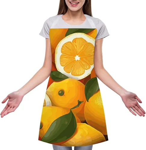 Vista 3 de MUSM Oranges And Lemons Apron，Classic Vintage Funny with Pockets Aprons,Adjustable Bib Waterdrop Resistant for Kitchen Cooking Restaurant BBQ