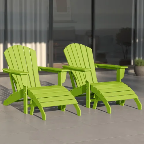 Vista 26 de WestinTrends Dylan - Silla Adirondack para exteriores con otomana, juego de 2 piezas, color negro