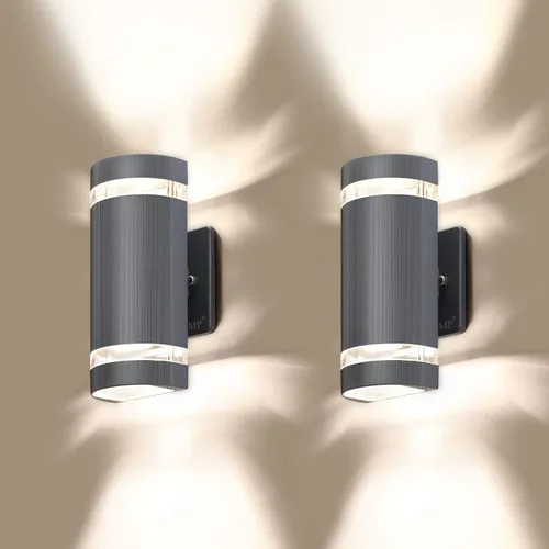Vista 8 de Luces LED de pared para exteriores, arriba y abajo., Negro