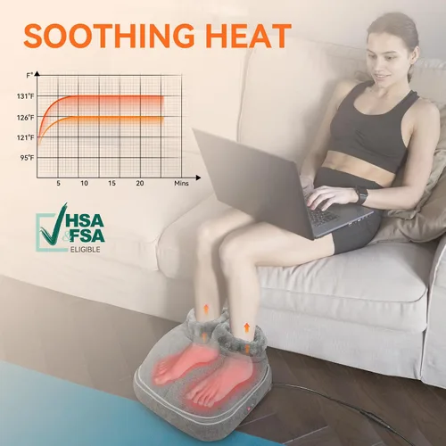Vista 4 de Snailax Shiatsu - Masajeador de pies con calor, máquina eléctrica de masaje de pies para neuropatía, fascitis plantar, calentadores de pies