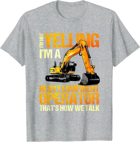 Vista 23 de Camiseta de la retroexcavadora de la construcción del operador del equipo pesado Asphalt Grey