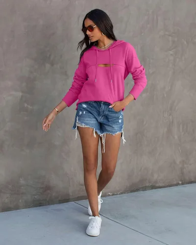 Vista 4 de VICHYIE Sudadera con capucha para mujer, de manga larga, recortada, para otoño