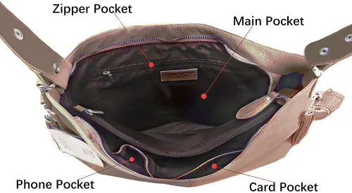 Vista 72 de Moda suave cuero genuino borla mujer bolso señoras hombro mensajero hobo bolso