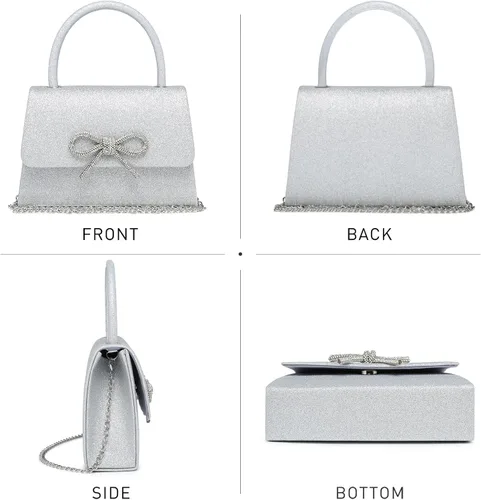Vista 48 de Dasein Bolso de noche para mujer, embragues de fiesta, bolsos de boda, cóctel, baile de graduación, bolsos con purpurina esmerilada