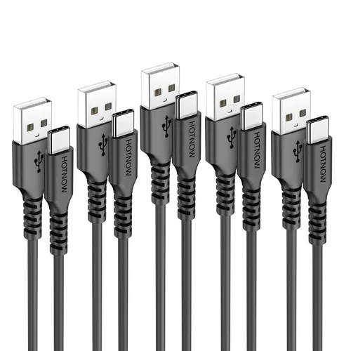Vista 12 de Cable USB C corto de 1 pie/12 pulgadas, paquete de 5 cables USB a USB C de Negro