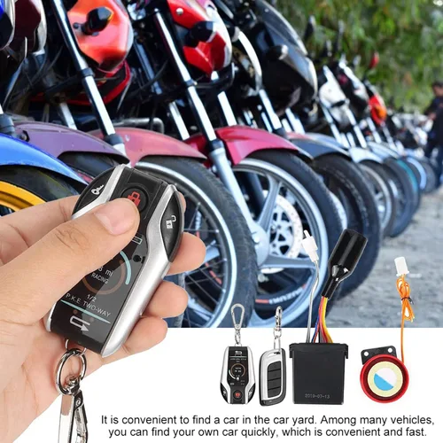 Vista 8 de Sistema de alarma de motocicleta antirrobo, arranque remoto de motocicleta 105 125Db motocicleta 2 vías remoto alarma cuerno sistema de seguridad
