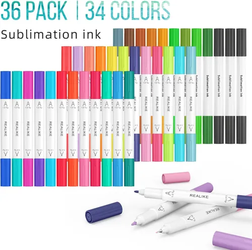 Vista 4 de REALIKE Bolígrafos infusibles de doble punta compatibles con Cricut Joy/Xtra, juego de 36 marcadores de sublimación (punta de 0.4 y punta 1.0)