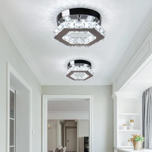 Vista 2 de Mini candelabro LED de cristal, iluminación empotrada, lámpara de techo moderna de cristal para pasillo, bar, escalera, cocina, dormitorio