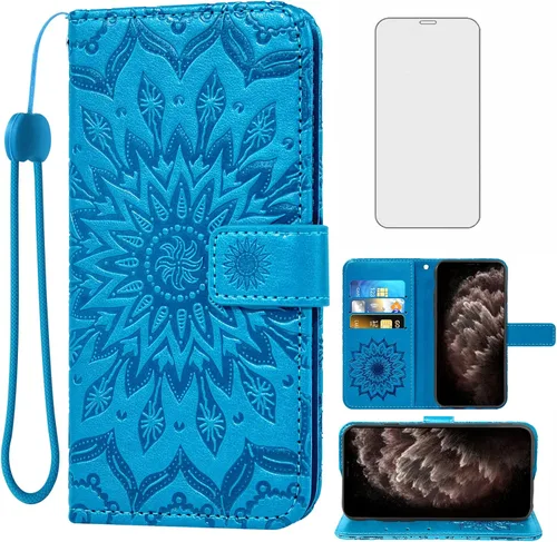 Vista 9 de Funda de teléfono para iPhone 11 Pro Max 6.5 con protector de pantalla de vidrio templado y funda de cuero con tapa para tarjetero, accesorios