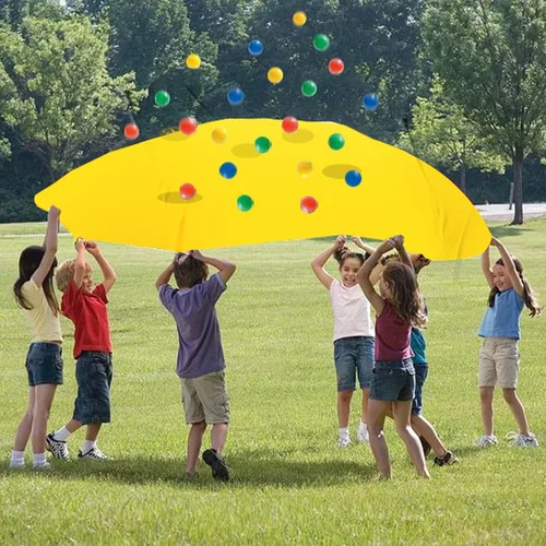 Vista 3 de Sonyabecca Yellow Hole Tarp Team Building Games for Work with 8 Pcs Team Building Ball for Teamwork Group Learning Fun