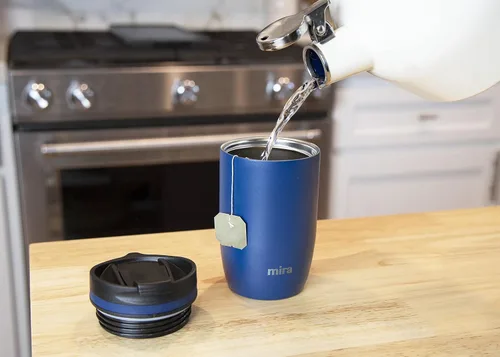 Vista 6 de MIRA Taza de café de viaje de 12 onzas - Vaso aislante de acero inoxidable con tapa de rosca - Azul almirante Azul (Admiral Blue)
