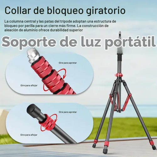 Vista 4 de FreeSea Soporte de luz de fibra de carbono MT-02C, trípode ajustable