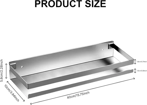 Vista 3 de Estante de baño de acero inoxidable de 15.75 pulgadas, estante de ducha para baño, cocina, ducha, estante de almacenamiento de metal a prueba