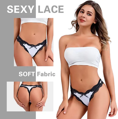 Vista 2 de KUKOME ropa interior corta suave con lazo para mujer