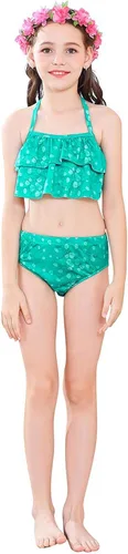 Vista 3 de Fishtailfun Traje de baño de sirena para cosplay sirena para nadar para niñas conjunto de bikini de princesa