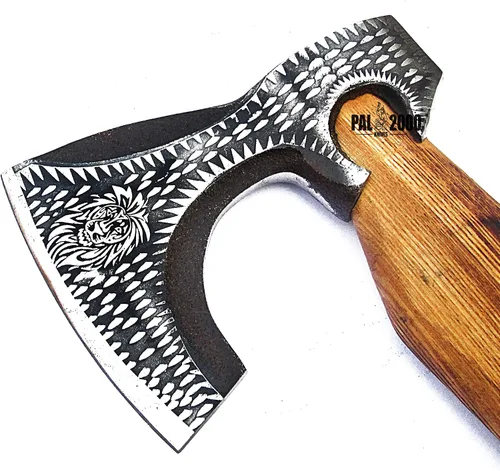 Vista 4 de Hacha de división camping cortar hacha vikingo Tomahawk batalla caza al aire libre mango de madera maciza 9971