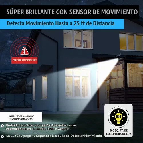 Vista 6 de Bell+Howell Bionic Spotlight - Luces solares LED originales para exteriores con sensor de movimiento, luces solares súper brillantes