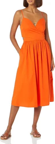 Vista 8 de The Drop Vestido midi Makenna con tirantes cruzados y espalda fruncida para mujer Negro