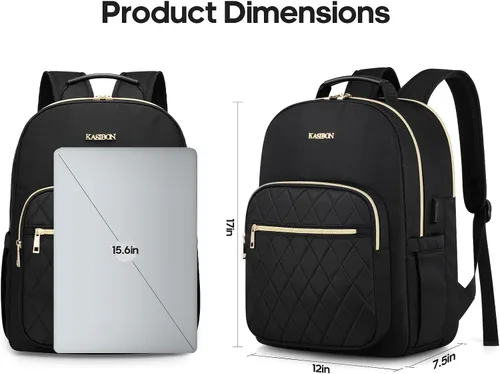 Vista 2 de UKEIN Mochila para mujer, mochila impermeable y elegante para el hombro, Negro acolchado (diamante), Casual