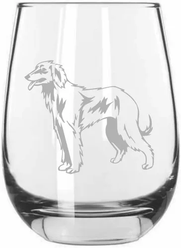 Vista 556 de Shar Pei (chino) - Vaso de vino sin tallo grabado para perro, 15.25 onzas