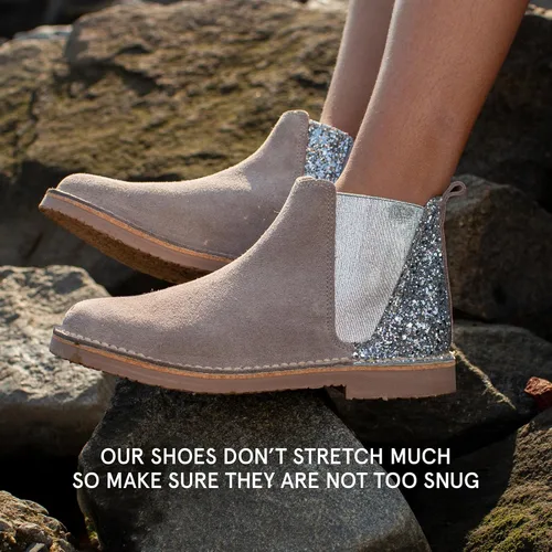Vista 5 de Childrenchic - Botines Chelsea de gamuza con tacones brillantes, zapatos casuales de invierno para niñas, para la escuela, bodas y fiestas