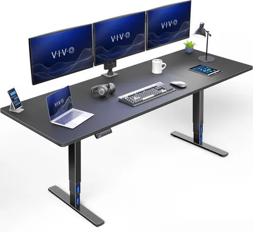 Vista 18 de VIVO - Escritorio eléctrico de pie de 71 x 30 pulgadas con marco de bambú real, ajuste de pantalla táctil, soporte de marco de 176 lb, serie 2E