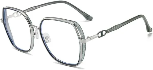 Vista 11 de Gafas grandes con bloqueo de luz azul para mujeres y hombres, elegantes lentes de metal Retr Anti-UV Antifatiga Anti-Blue Eye Glasses