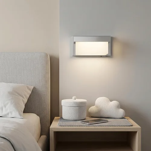 Vista 8 de Aplique de pared de batería cromado con interruptor de encendido/apagado, lámpara de pared LED de 8 pulgadas, pantalla acrílica, lámpara de pared