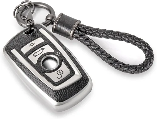 Vista 26 de para llavero de Cadillac con funda de TPU con superficie granulada y cuerda trenzada metálica, funda de llavero mejorada para 2020 en adelante CT4