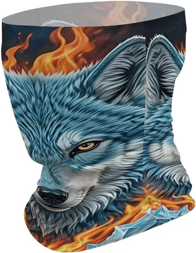 Vista 2 de Wolf Neck Gaiter Breathable & Moisture-Wicking Face Mask Bandana Balaclava Sun Protection Face Cover Scarf Lightweight Seamless Design for Outdoor