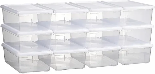 Vista 10 de novelinks Contenedores de almacenamiento de plástico transparente de 6 cuartos con tapas transparentes, caja apilable, contenedor organizador
