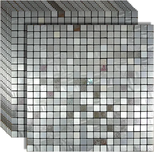 Vista 15 de 10 hojas de azulejos para salpicaduras de cocina, azulejos autoadhesivos, para pegar en tocadores de baño, decoración de chimenea, mesa de Mezcla