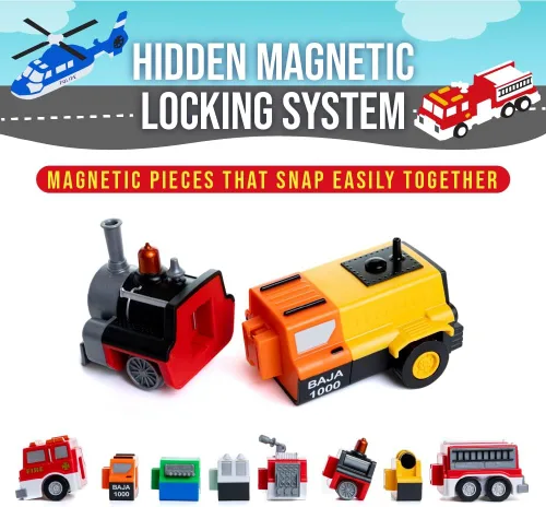 Vista 4 de POPULAR PLAYTHINGS Vehículos magnéticos para niños pequeños de 1 a 3 años, mezcla o combina juguetes de coche, regalo de 21 piezas para niños