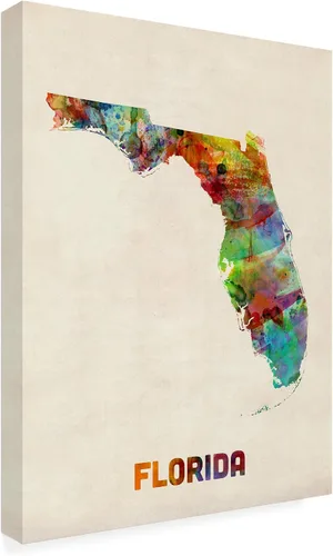 Vista 7 de Trademark Fine Art Lienzo decorativo para pared, diseño de mapa de Florida de Michael Tompsett, 14 x 19 pulgadas