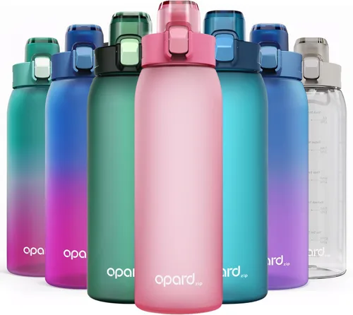 Vista 15 de Opard Botella de agua de plástico de 30 onzas apta para lavavajillas, tapa abatible a prueba de fugas, Tritan sin BPA, botella de agua deportiva