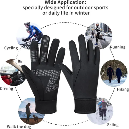 Vista 5 de Guantes de invierno para hombres y mujeres Guantes térmicos para pantalla táctil, guantes deportivos cálidos para clima frío para correr, ciclismo