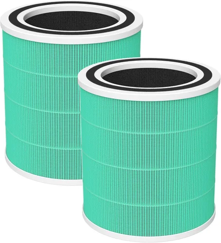 Vista 10 de Paquete de 2 filtros de repuesto para purificadores de aire AC400 Purivortex AC400, tecnología HEPA 3 en 1 de alta eficiencia, color blanco
