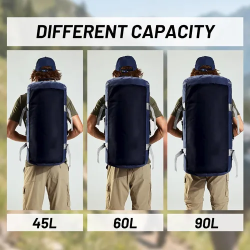 Vista 5 de MIER Mochila deportiva grande con compartimento para zapatos, resistente y resistente al agua, azul marino, 45L