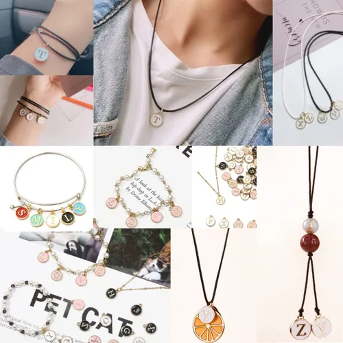 Vista 4 de NSBELL 104 dijes de letras para hacer joyas, dijes del alfabeto de doble cara para collar y pulsera