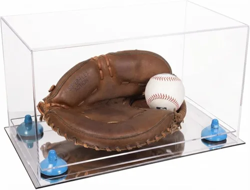 Vista 68 de Better Display Cases Vitrina de guantes de béisbol de acrílico transparente con elevadores negros (A011/V16)
