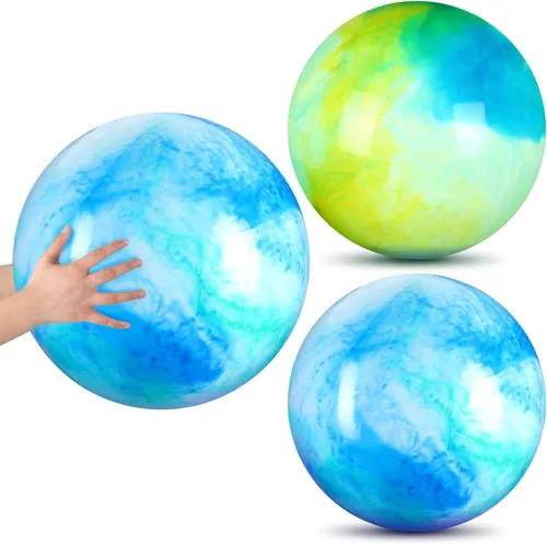 Vista 11 de Deekin 2 bolas hinchables de goma inflables grandes de 15 pulgadas para patio de recreo al aire libre (azul y verde)