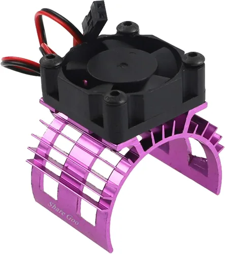 Vista 6 de Share Goo Disipador de calor de aleación con ventilador de enfriamiento de 5 V para 1/10 coche 540 550 3650 motor sin escobillas motor RC auto